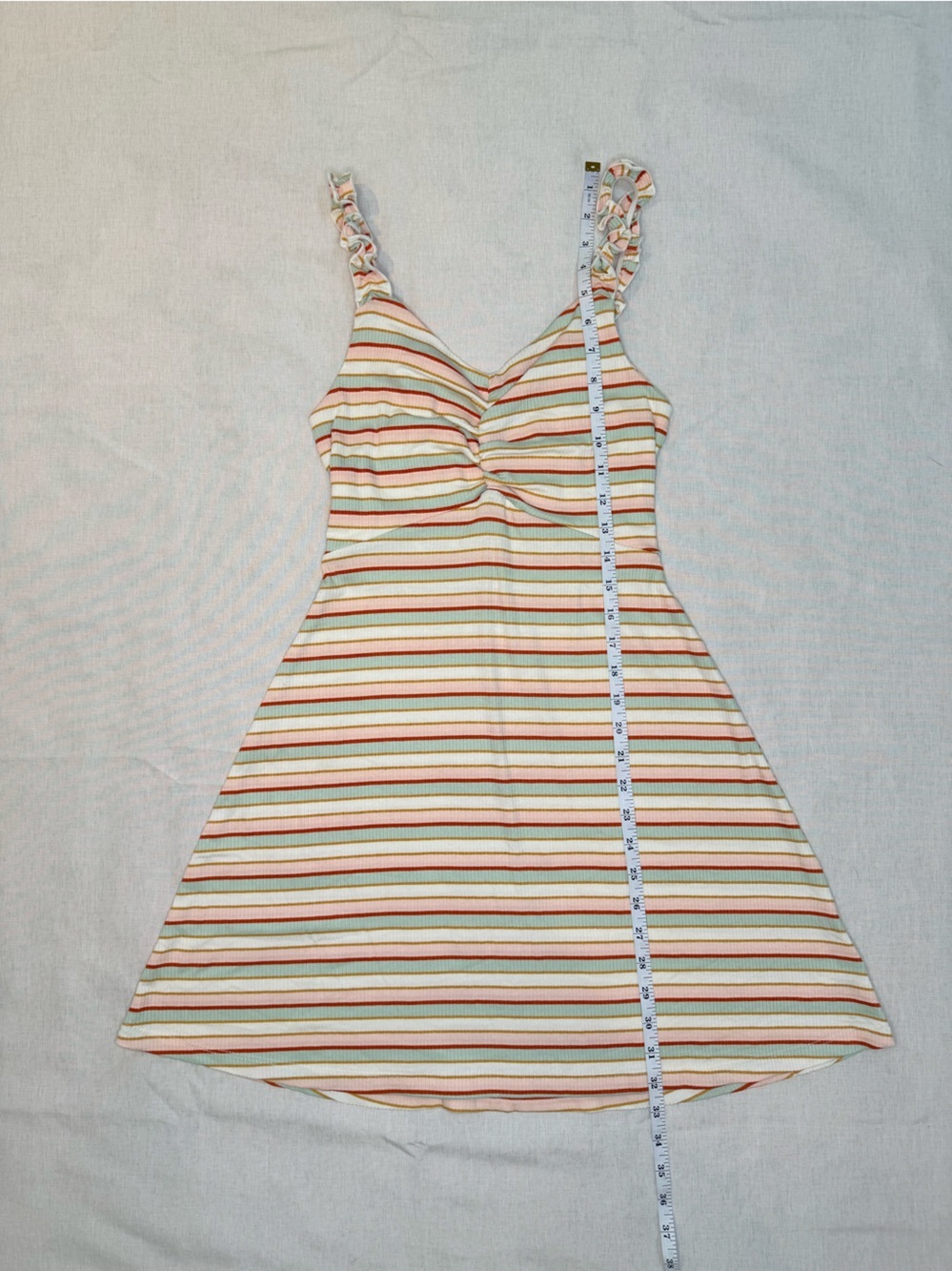 Altar’d State Striped Rib Knit Ruffle Strap Ruched Sundress Small - Picture 5 of 9